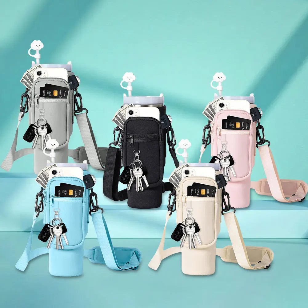 Water Bottle Carrier Bag with Phone Pocket