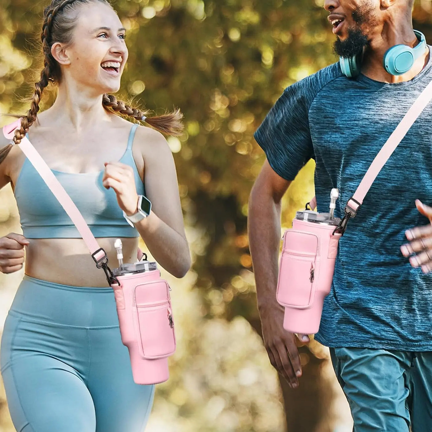 Water Bottle Carrier Bag with Phone Pocket