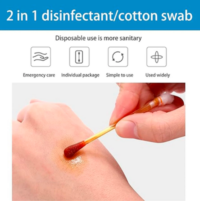 Iodine-Infused Cotton Swabsticks for Wound Care [PACK OF 50]